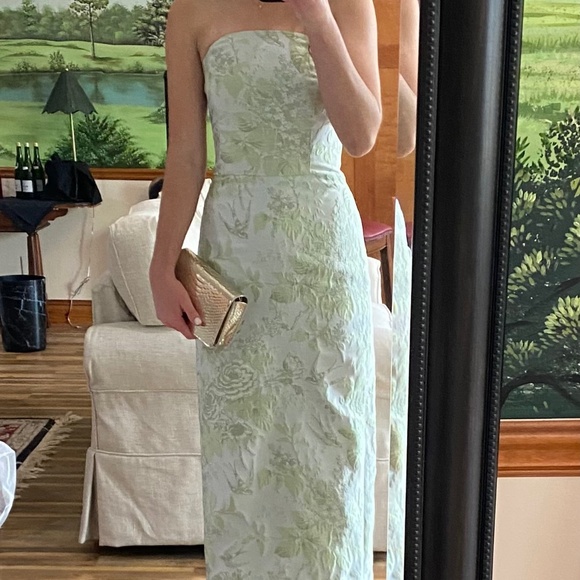 Lulakate spring green floral jacquard dress - size 6